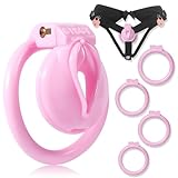 Crysore Herzförmige Chastity Panties mit Rosa Sissy Chastity Cage Anti-Off Keuschheitsgürtel in 2 Größen Erwachsene Sexspielzeug für Männer Penis Training (M,Black+Sissy Cage)