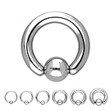 Treuheld® Klemmring Piercing BCR Ring - Silber - Edelstahl/Chirurgenstahl - Dick & Groß - Klemmkugelring - 3x19mm