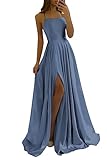 xxxiticat Damen Elegant Lange Ballkleider Satin A-Linie Hochzeitskleid Abendkleider Sexy Neckholder Spaghetti Brautkleid Kleider Lang Prinzessin Brautjungfer Kleid(ST,XS)