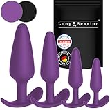 Long.Session® Analplug Set DAS ORIGINAL aus hautfreundlichem Silikon, Butt Plug für Frauen und Männer, Anal Plug für Anfänger und Fortgeschrittene, lila