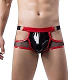 Sexy Herren Unterwäsche Erotisch Erotische Leder Dessous Underwear Sissy Latexanzug Reizwäsche Latex Gay Unterhosen Slips Hohe Elastizität Cosplay Höschen Lederhose Kostüm Party Clubwear Hotpants