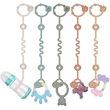 Baby Cup Catcher, Spielzeug Schnullerkette Silikon, BPA-frei Sicherheitsgurte für Spielzeug, Trinkbecher Halteriemen für Kinderwagen Hochstuhl Autositz 5 Pack (Sage+Ether+Muted+Apricot+Light grey)
