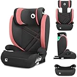LIONELO HUGO I-SIZE Kinderautositz, Gruppe 2 3, von 100–150 cm, ISOFIX-Installation, verstellbare Kopfstütze, Memory-Schaum, Seitenschutz, bequeme Armlehnen Rosa