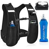 Nextyu Laufweste Damen und Herren, Leicht Trinkweste mit Trinkflasche Soft 500ml & LED-Licht, Atmungsaktive Trinkrucksack Verstellbare Brustgurte für Trailrunning Wandern Marathon Laufen Joggen