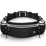 Trinkgürtel Laufen mit Flaschen Schwarz Laufgürtel mit Trinkflasche MTB Trinkgürtel Langlauf/Laufgürtel Mit Trinkflaschen (2x175ml) Bauchtasche Guertel Laufgurt Joggen Running Belt with Water Bottle