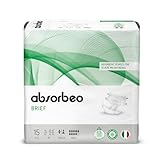 Absorbeo Windel Maxi 15 Stück, Saugfähiges Hilfsmittel für Schwere Blasenschwäche, Absoluter Komfort, Totaler Schutz, Anti-Odour-System, Vollständig Atmungsaktiv, Unisex, Größe M