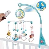 Mini Tudou Baby Mobile, Babybett mit Musik und Licht, Timing-Funktion, Projektor, Fernsteuerung, Baby Spieluhr mit 150 Melodien, Baby Hängendes Spielzeug, Geschenk für Neugeborene 0-24 Monate