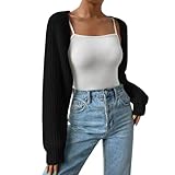 Bolero Damen Boleros Kurz Oversize Strickpullover Y2K Crop Top Shrug Winter Strickjacke Cardigan Sweater