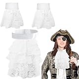 Hifot Weiß Jabot Kragen Spitzen Rüschen Manschetten Damen Steampunk Accessoires Kostüm Herren Viktorianisch Outfits Karneval Halloween Cosplay