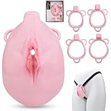BDSMYOU Keuschheitskäfig Herren,2025-Neu Peniskäfig mit Schamlippen & Keuschheitsgürtel für Herren Chastity Cage Male Gürtel Cock Cage Fester Hilfsriemen,Fufu Clip Chastity Nachahmung Vagina Gay