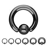 Treuheld® Klemmring Piercing BCR Ring - Schwarz - Edelstahl/Chirurgenstahl - Dick & Groß - Klemmkugelring - 4x10mm