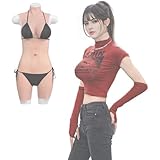 Silikon Brustpanzer Body mit C/D/E/G Cups & Einsatz - Realistische Fake Brüste Shaping Anzug für Crossdresser, Transgender, Drag Queen - Platin-Silikon, Weiß-D-Cup, silicone gel