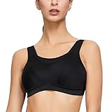 Deyllo Damen Sport BH Große Brüste starker Halt Sport-BHS Ohne Bügel für Fitness Joggen Lauf Yoga(Schwarze,48DD / 110E)