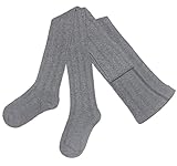 Weri Spezials Damenstrumpfhose Tracht Zopfmuster Volk Tanzstrumpfhose ökologische Baumwolle mit Komfortzwickel (38-40, Grau Bergstrümpfe)