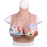 Yuewen Silikon Brustprothesen Touch Soft C-XXL S Cup Realistische Silikon Brust Platte für Transgender Crossdresser Cosplay Dress Up (Elfenbeinweiß, D-Baumwollfüller)