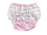 Haian Rumba-Inkontinenz-Schlupfhose für Erwachsene, Kunststoff, mit weißen PVC-Rüschen, Größe M, Babyrosa