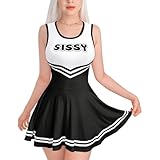 Crossdresser Kleid Damen - Ärmelloser Overall, Cheer Sissy, figurbetontes Minikleid für Damen