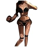 Herrin Dessous Dessous für Zuhause, Netzdesign, perfekt kombinierbar mit Strümpfen, ganzjähriger Komfort, detaillierte Größen verfügbar Miss Corsage (Black, One Size)