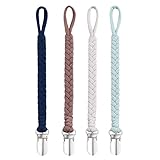 BASICSLIFE Schnullerkette Baby for Junge, 4 Pack BPA-FREI Schnuller Halter Leinen Set, Passt Alle Schnuller Baby Zahnen Spielzeug, Baby Dusche (For Junge)