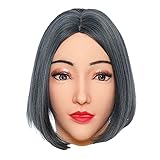 KUMIHO Female Crossdresser Mask Realistic Silicone Mask Halloween Mask for Cosplay Drag Queen Party Alice Weiß