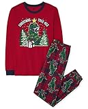 The Children's Place Unisex-Baby Familien-Schlafanzug-Set, für Weihnachten und Urlaub, Baumwolle Pyjamaset, Tree-Rex, XLarge (Adult)