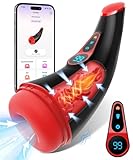 Masturbieren für Männer, Sex Spielzeug für die Männer mit 9 Saugmodus und Vibrationsmodi, Elektrischer Masturbator Cup 3D Realistische Vagina Heizung, LCD Display Taschenmuschi Blowjob Penis Vibrator