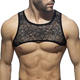 Duohropke Herren Sissy Crop Top Herz Druckte Transparent Unterhemd Oberteil Bauchfrei T-Shirt Männer Bustier Bralette Crossdresser Dessous