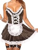 Unibaby Sexy Maid Kostüm für Frauen Anime Cosplay Outfits Schürze Spitze Dessous Set (Schwarz, L-XXL)