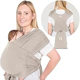 KeaBabies Tragetuch Baby Neugeboren - D-Lite Elastisches Baby Tragetuch Neugeborene, Einfach Anzuziehen Babytrage Neugeborene Ab Geburt, Ring-Trage Babytragetuch Ohne Binden (Stone Gray)