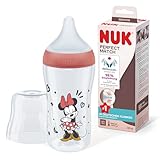 NUK Perfect Match Babyflasche | Ab 3 Monate | Passt sich dem Baby an | Temperature Control | Anti-Colic | 260 ml | BPA-frei | Silikontrinksauger, Medium | Disneys Micky Maus [rot]