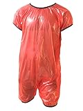 Haian Unisex-Baby-Strampler für Erwachsene, transparent, superweich, PVC, Größe XL, Rot