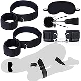BDSM Bondage Fesseln Sex Spielzeug Für die Paare Extrem Sex,Sexspielzeuge Handgelenk zu Oberschenkel Fußfesseln, Abnehmbares SM Kit,Sex Toys Handschellen Für Sexspiele mit Augenbinde Peitschen