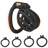 BDSMYEE Peniskäfig klein,Chastity Cage Male small Keuschheitskäfig Keuschheitsgürtel mit 4 Hodenringe,BDSMs Spielzeug hart,BDSM Set Sklaven Sexspielzeug extrem für die Männer (Schwarz, S)