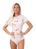 Carve Curve Einteiler für Erwachsene, mit Druckknöpfen im Schritt, niedliches Pyjama-Set, kurzärmelig, Übergröße, Einteiler, Strampler, Damen-Schlafanzug S-XL, Ananas, XL