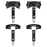 CIATBYYJ 4 Stück Goth Strumpfhalter Damen,Leder Bein Strumpfband,Schwarzer Punk Thigh Highs,Herzen und Schleifen Strumpfhalter für Halloween Karneval Cosplay Party Zubehör