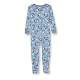 Amazon Essentials Disney | Marvel | Star Wars Unisex Baby Eng anliegender Pyjama aus Baumwolle mit Fuß, Nightmare Santa Jack - Footed Sleeper, 12 Monate