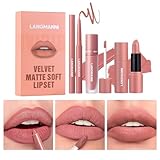 3PCS Matte Liquid Lipstick Lip Liner Set - All-IN-One Lip Kit, Velvety Nude Lip Gloss & Lipstick & Lip Liner, Waterproof Make Up Lip Set (Color, # 01)