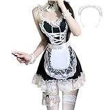 JasmyGirls Maid Outfit Maid Dress Halloween Dienstmädchen Kostüm Sissy Kleidung Anime Cosplay Kleid Damen Sexy Dessous Strümpfe