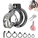 Chastity Cage Männer Peniskafig Keuschheitskafig Herren aus Harz & Premium Silikon mit 6 Penisringen - Ultraleicht & Unsichtbar für SM Fetisch, Sex Spielzeug Fesselspiele und Abstinenz | Cock Cage (M)