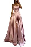 xxxiticat Damen Elegant Lange Ballkleider Satin A-Linie Hochzeitskleid Abendkleider Sexy Neckholder Spaghetti Brautkleid Kleider Lang Prinzessin Brautjungfer Kleid