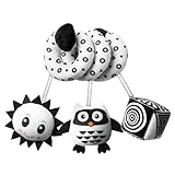 Aolso Kinderwagen Spielzeug, Baby Activity-Spirale Kette, schwarz-weißes Spielzeug, Baby-Hängespielzeug, Stoff-Spirale zum Greifen und Fühlen Mit Glocke Spielzeug (Eule)
