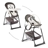 hauck Hochstuhl mit Babyliege Sit N Relax 2in1 ab Geburt bis 15 kg, Höhenverstellbarem Gestell mit Rollen, XL Korb, Essbrett, Klappbar, Verstellbar, Spielebogen (Wild Panda)