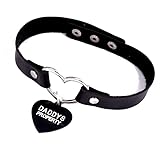 DDLG Land Daddy's Property DDLG Kunstlederhalsband Herz, Unisex, Gelbgold, Schwarz, Casual, Pavé, Poliert, Männer, Erwachsene, DDLG-Interessierte, Halskette