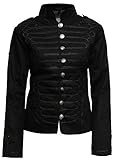 Pamposh Frauen Steampunk Husar Military Drummer Parade Jacken – Napoleon Gothic Kleidung – Damen Marching Band Jacken – Emo Punk Frauen Jacken, schwarz/schwarz, XXL