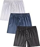 Jveyvth Satin Boxershorts für Männer Elastische Taille Unterwäsche Pyjama Unterhose mit Knopfleiste