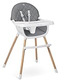 Nukido Hochstuhl Baby Kinderhochstuhl Essstuhl 3in1 Abnehmbares Tablett Verstellbar Sicherheitsgurt Stabil Pflegeleicht Babyhochstuhl Ab 6 Monaten Lilo Weiß Grau