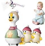 Tummy Time Duck-Familienspielzeug, laufende Ente mit Baby-Enten, 3er-Pack schwingende Enten-Bauchzeit, Babyspielzeug 6–12 Monate, mehrere Modi, leuchtendes und kriechendes Enten-Bauchzeitspielzeug(Duc