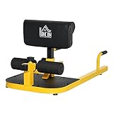 HOMCOM Sissy Squat Kniebeugentrainer Beintrainer Bauch-Gesäß-Trainer 3 in 1 Trainer verstellbar bis 120 kg Stahl Gelb+Schwarz 50 x 97 x (44,5–56,5) cm