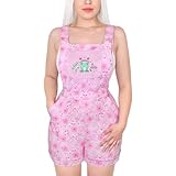 Littleforbig Kurze Overalls Shortalls - Cottagecore Magic Overalls, Pink, 4X-Large
