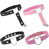 AHEJIOO Femboy Liebesaccessoires Set, 4 Stück Gothic Punk Choker Und Thigh Highs, Verstellbare Halsbänder Und Beinringe, Perfekt Für Cosplay, Partys Und Tägliche Mode, Leder Bein Strumpfband Damen